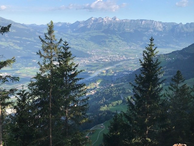 Blick ins Rheintal und zum Alpstein